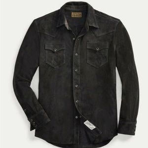 NWT RRL Ralph Lauren Black Limited-Edition Western Suede Shirt Jacket